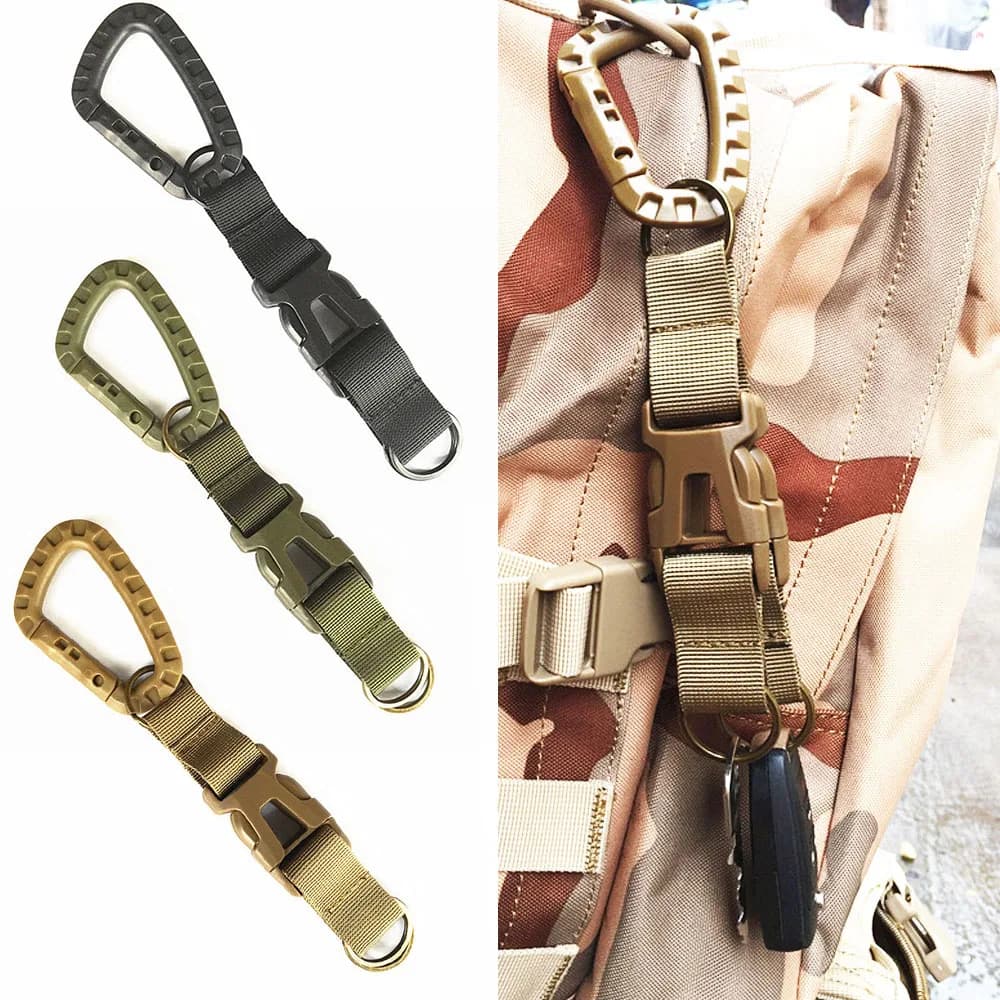 Portachiavi tattico da esterno Fibbia a D Fibbia da arrampicata Molle Clip Tessitura Agente speciale a sgancio rapido Gancio per cintura Moschettoni