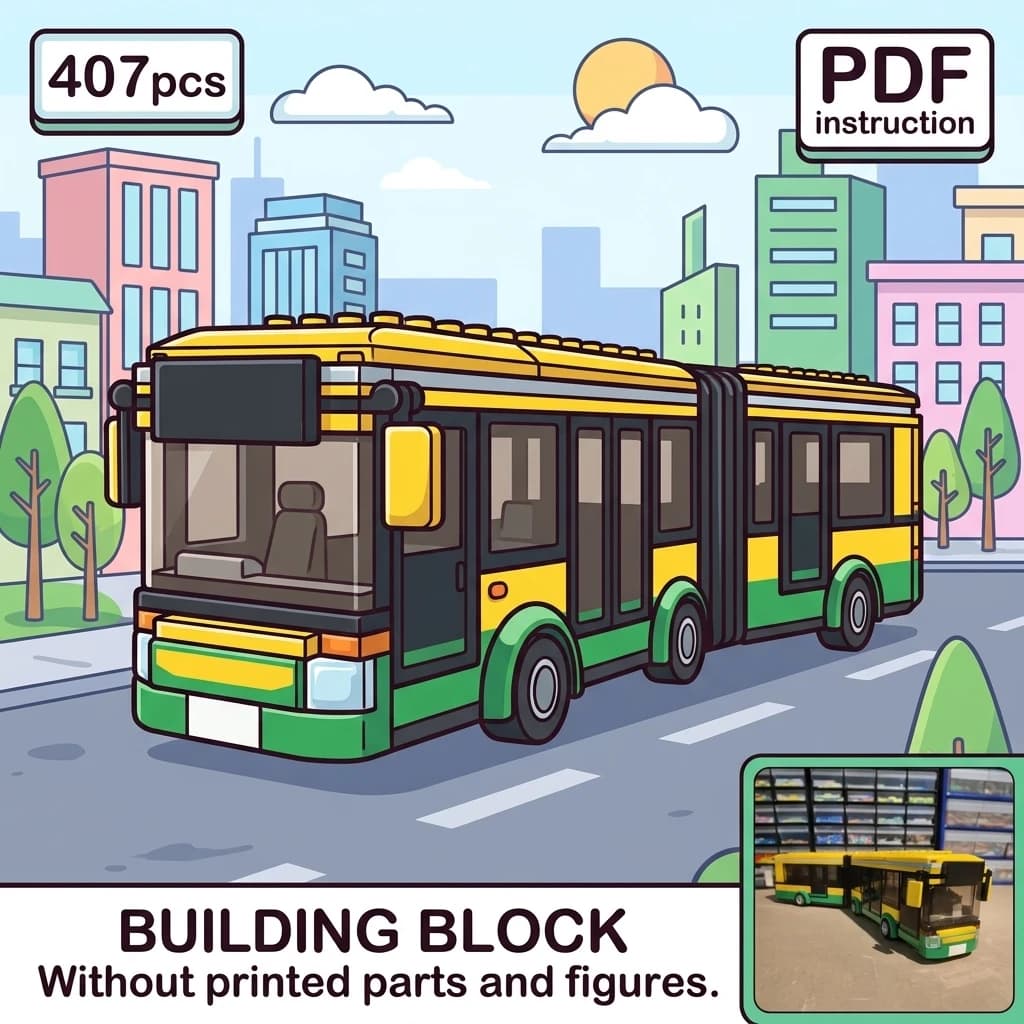 Roof Mod Vehicle Diorama Display MOC Articulated Bus Building Blocks For 7641 City Street Expansion Adult Brick Set