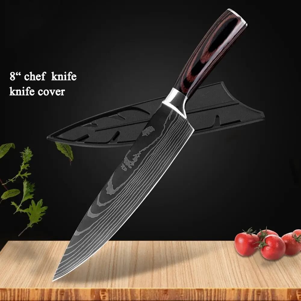 ZENG Coltelli da cucina professionali per chef Acciaio inossidabile 7CR17 Mannaia per carne Estremamente affilata Frutta Verdura Utility Chef Strumento
