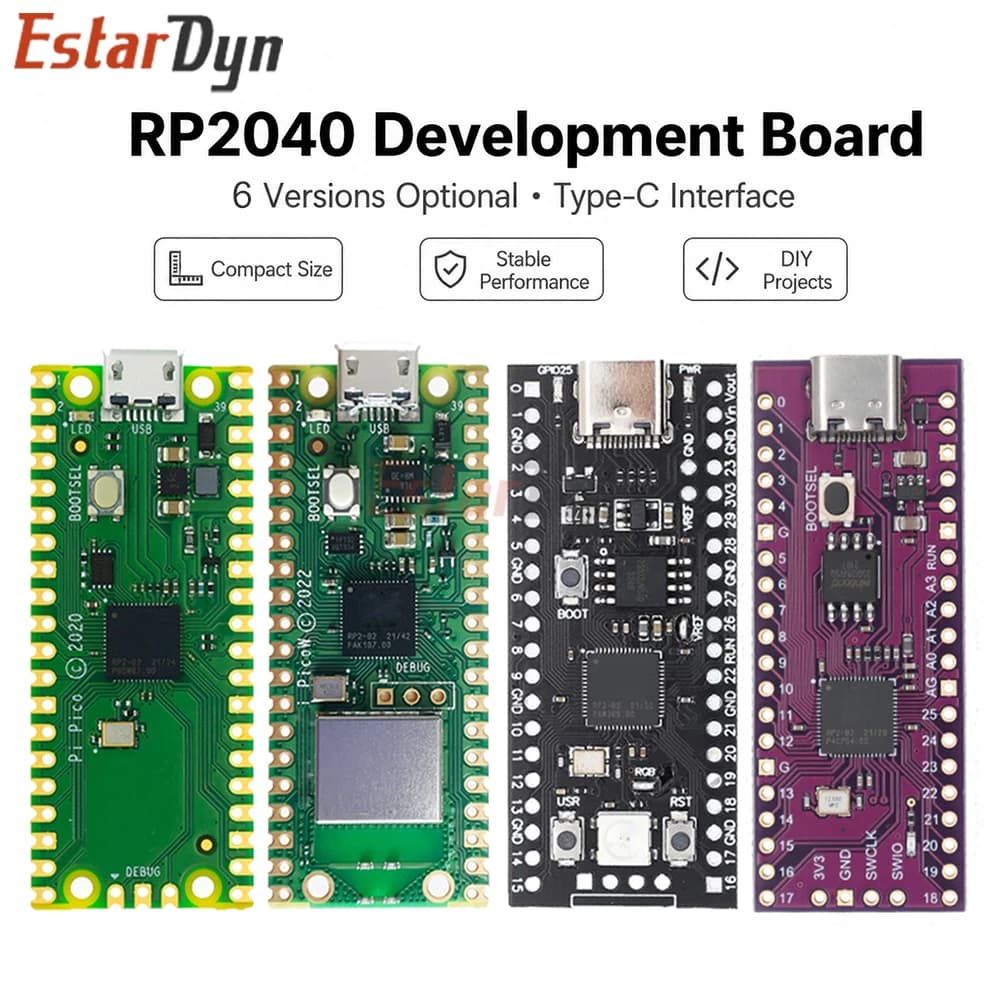 Estardyn Raspberry Pi Pico RP2040 Board Dual-Core ARM Cortex-M0+264KB Microcontroller with MicroPython for IoT Embedded Projects