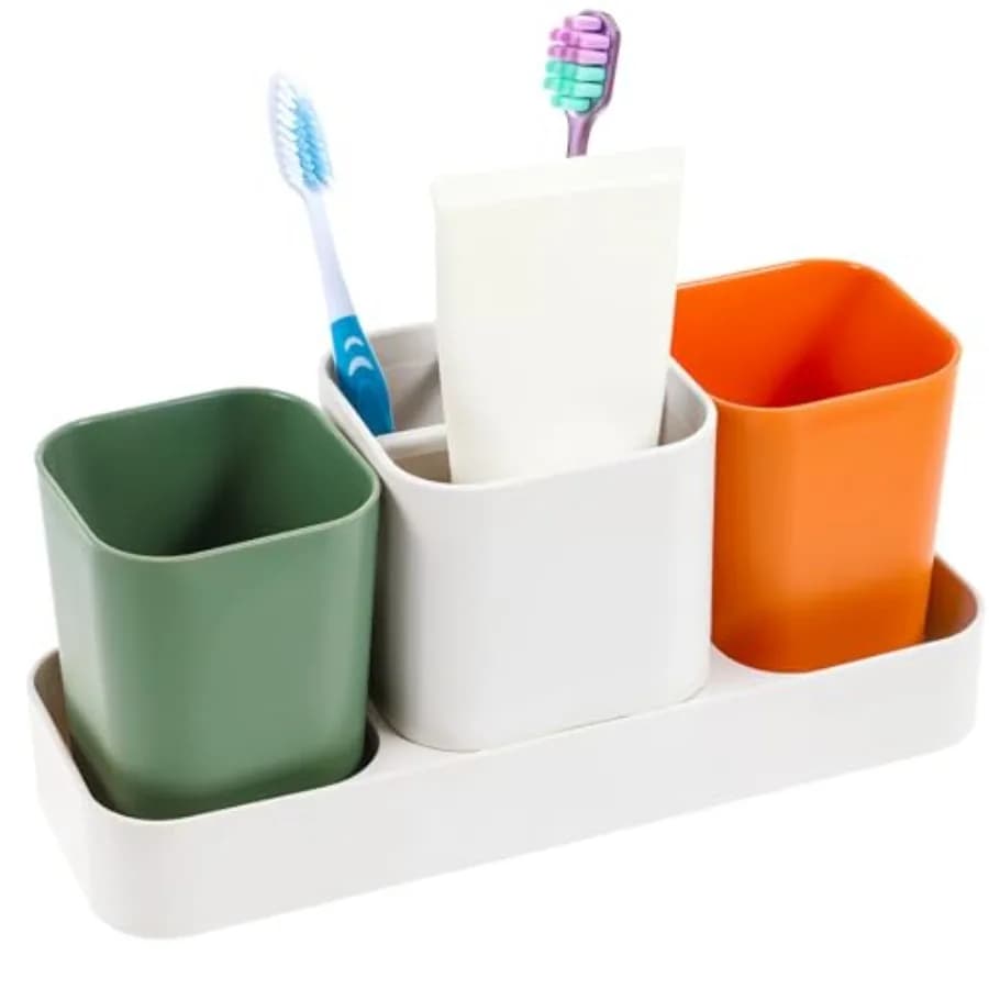 Bathroom Toothbrush holder, Bathroom Organizer Set with 2 Glasses, Electric Toothbrush holder, Bathroom Accessories