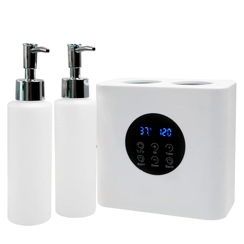 Scaldaolio da massaggio con doppia bottiglia Riscaldatore digitale professionale per lozione elettrica per la casa del salone di bellezza della crema di olio essenziale SPA