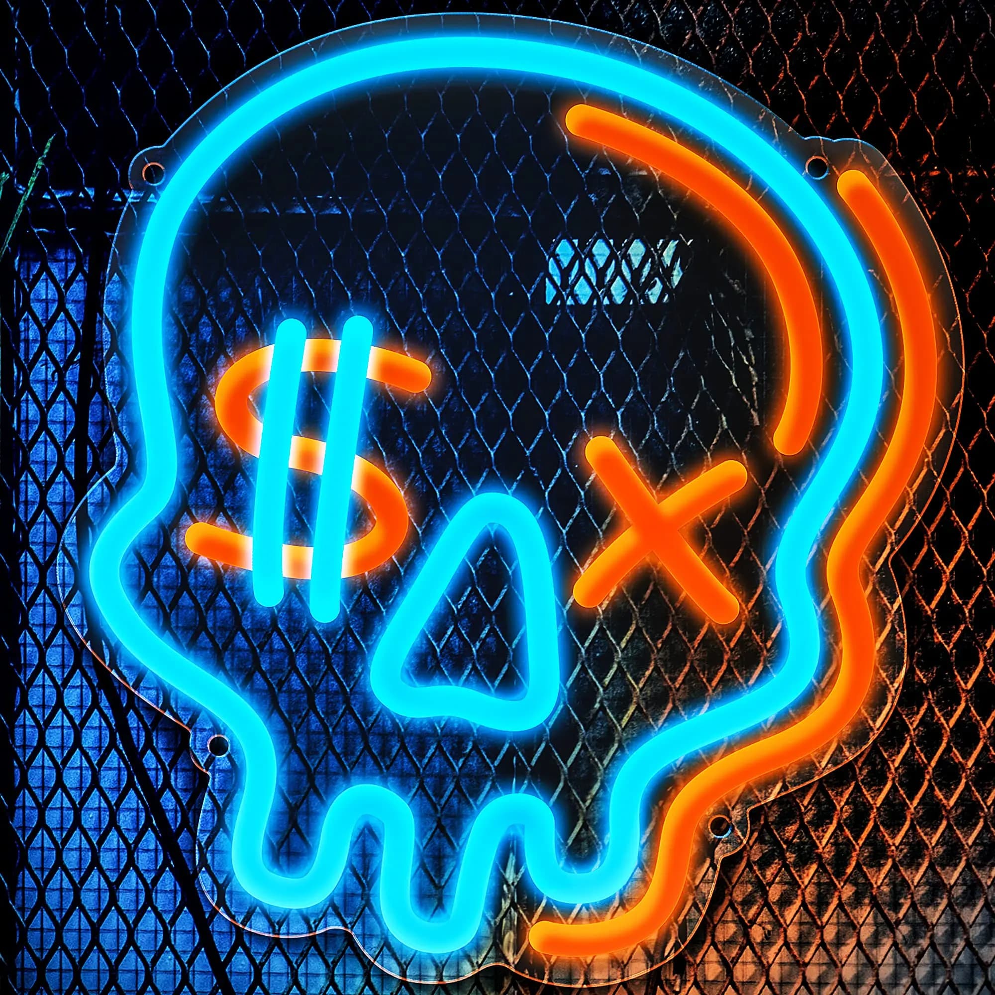 Insegna al neon di Halloween per la stanza dei ragazzi, insegne a LED con teschio fresco, arredamento per la camera da letto dei bambini, 6 luci a LED alimentate tramite USB dimmerabili per giocatori adolescenti