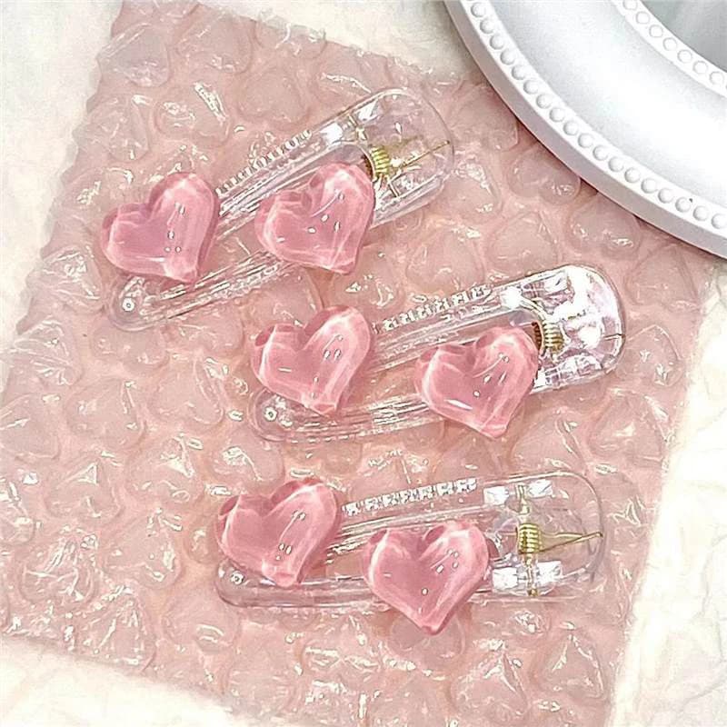 Jelly Pink trasparente Cute Heart fermagli per capelli ragazze Heart Love forcine dolci clip laterali a becco d'anatra semplici accessori per capelli di moda