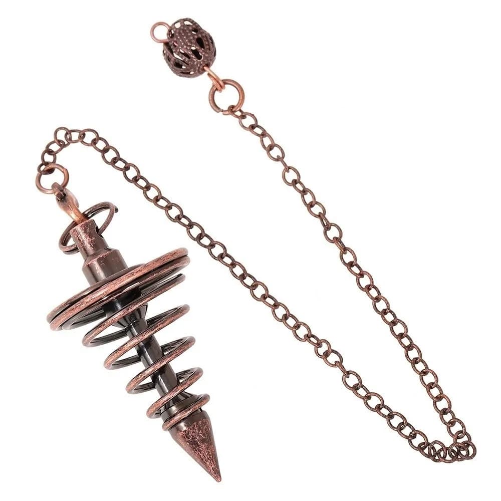 Dowsing Witch Spiritual Pendulos Energy Pointed Meditation Isis Pendulum Spiral Copper Cone Metal Pendulum Women