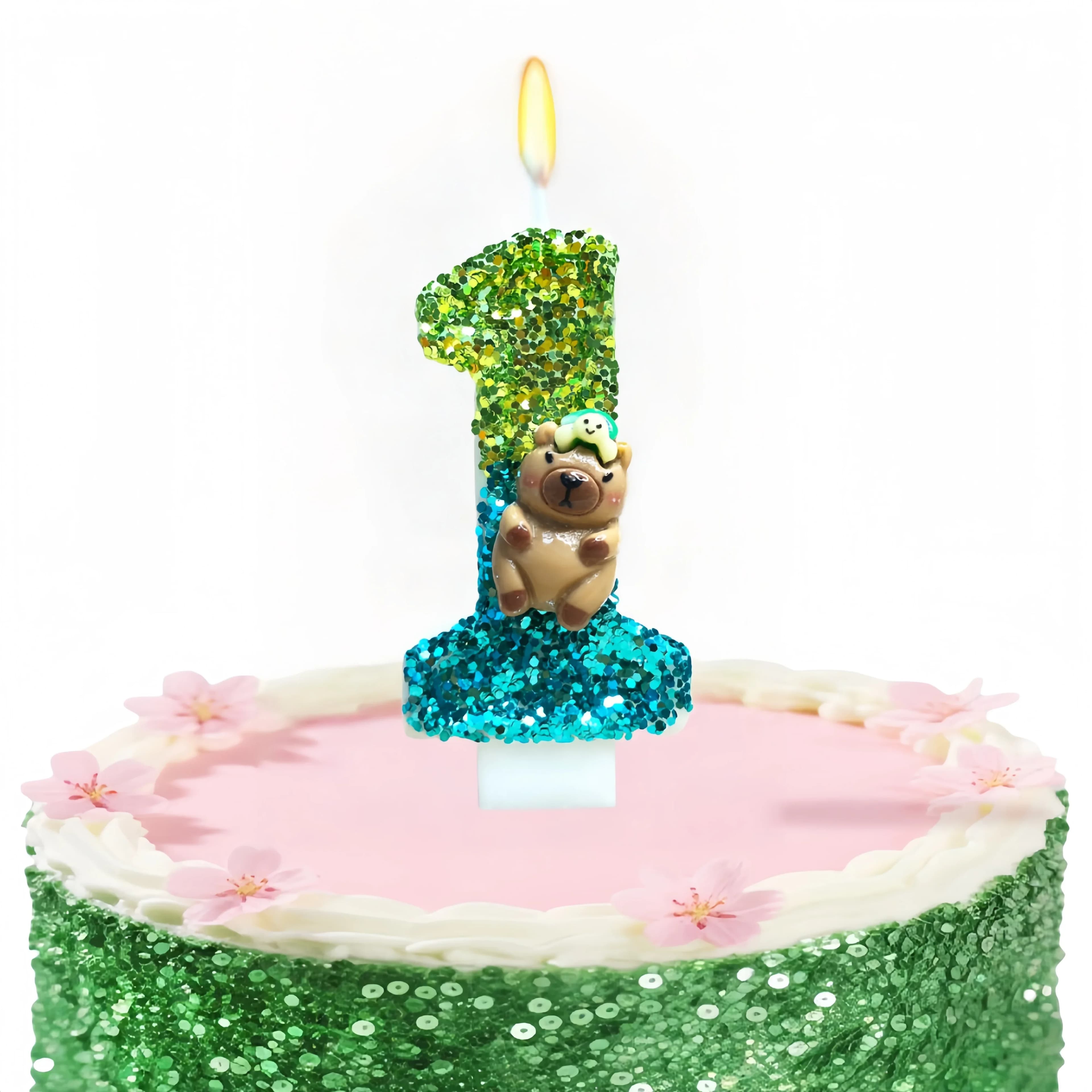 Candele a forma di capibara per feste, numeri da 1 a 9, grazioso topper per torta a forma di capibara, per decorazioni di compleanno per bambini e baby shower.