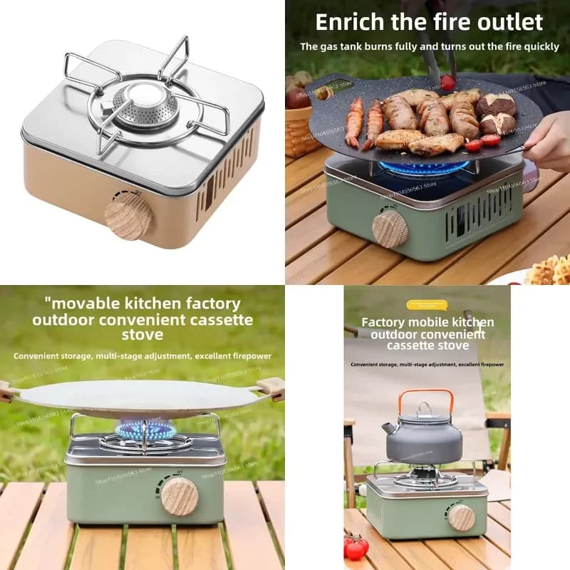 Compact Butane Camping Stove - Outdoor Picnic Hiking Gear with Windproof Design Fast Boiling Gas Burner