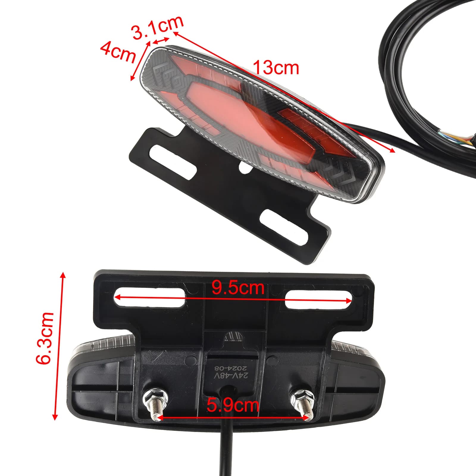 Fanale Posteriore per Bici Elettrica 36V 48V, Accessorio Funzionale per Portapacchi Posteriore con Indicatore di Direzione