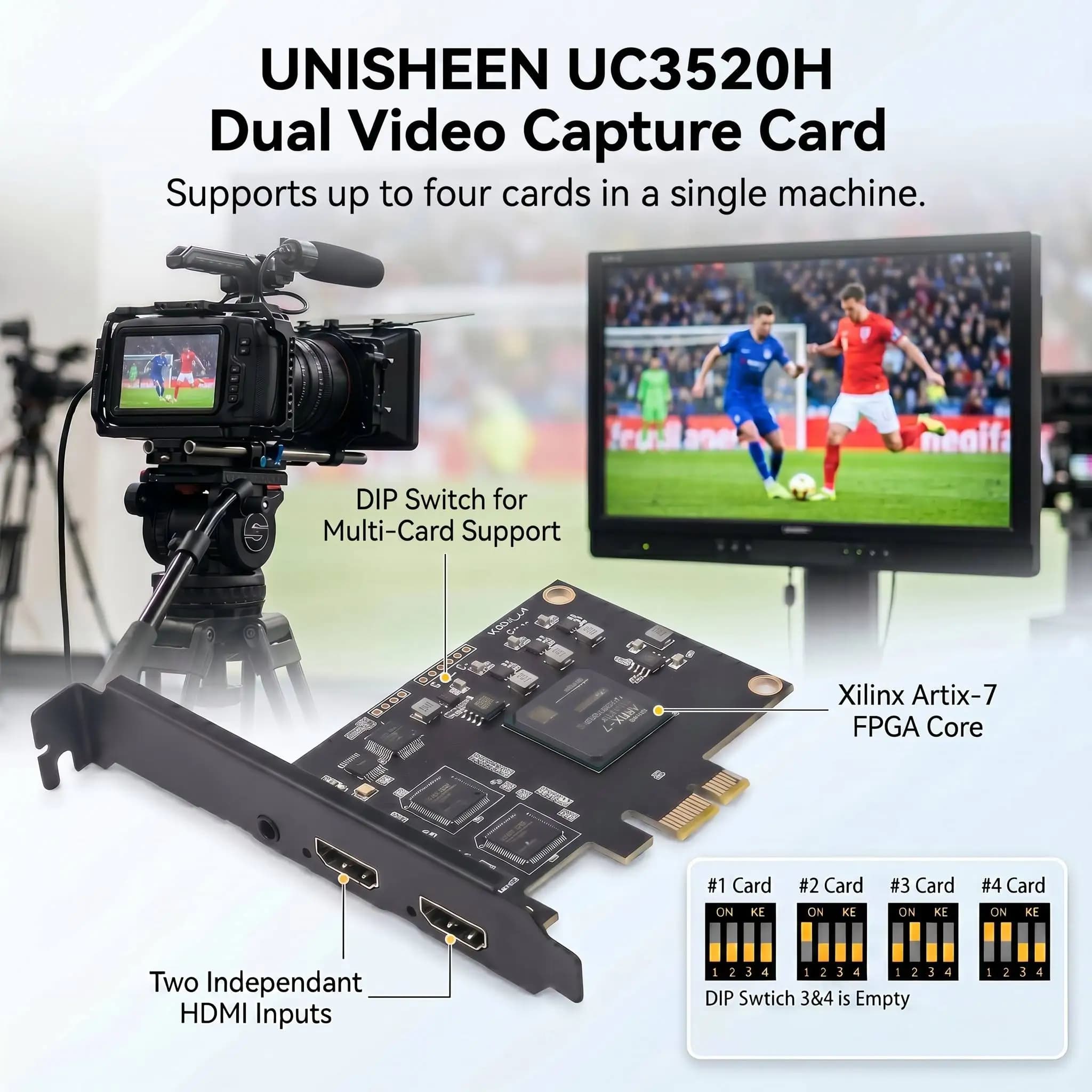 UNISHEEN Linux HDMI 1080p PCIe OBS Vmix Wirecast Streaming 2 canali 60fps Trasmissione PCI Express HD Scheda di acquisizione video