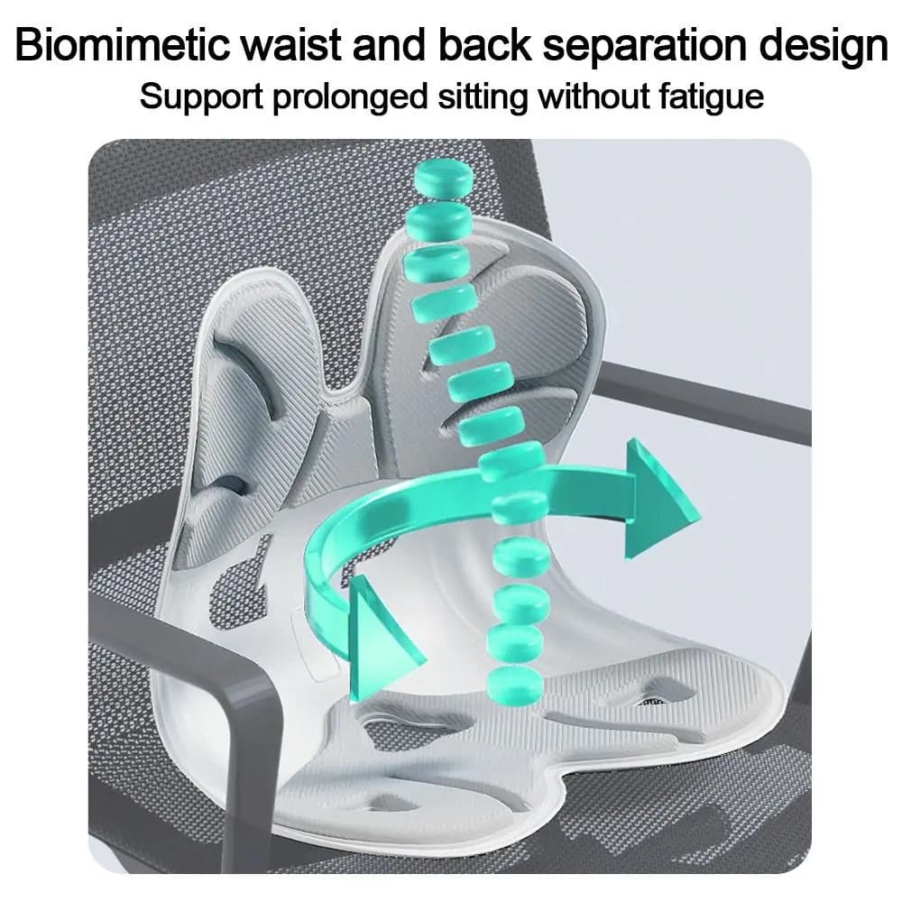 Cuscino del sedile con protezione per la vita con schienale, correttore ergonomico della postura per ufficio, sollievo dal dolore in coccyx per sedute prolungate