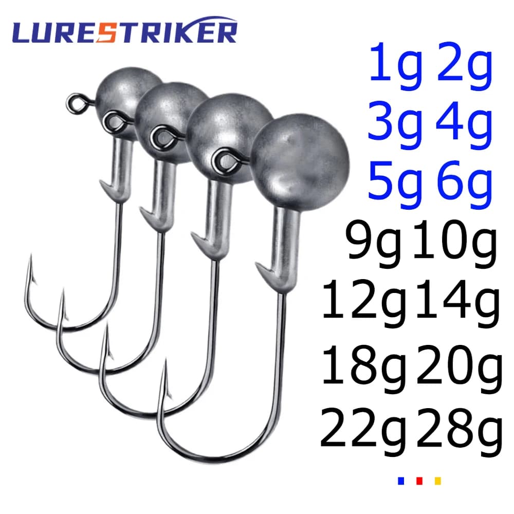 Lurestiker fishing hooks with jigging head for soft worm baits, sharp fishing hooks Crankbait for bass trout accessories