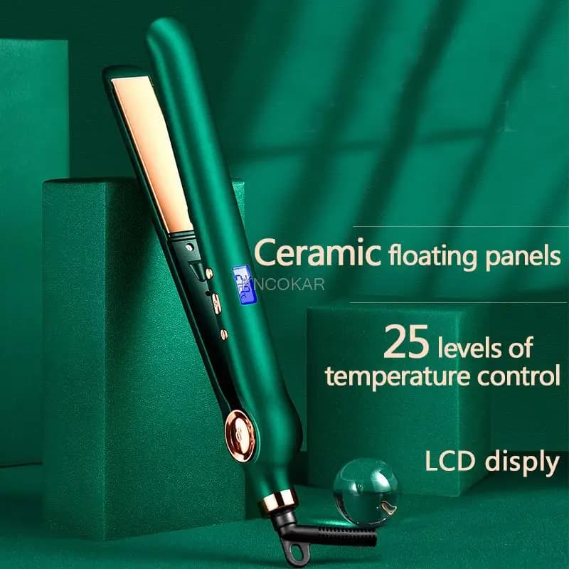 Professional Titanium Plate Iron Hair Plate 2 in 1 with Digital LED Display Double Voltage Instant Heating Hair Plate