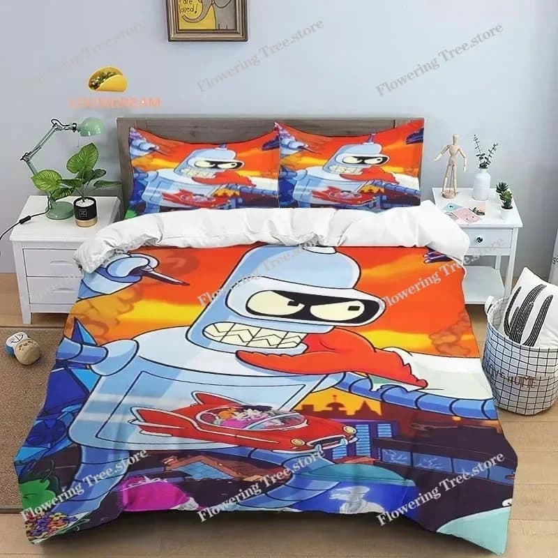 F-Futurama Poster Sheets Quilt Covers Bedding Dormitory Sheets Bedding Set Soft Warm Bedding Set