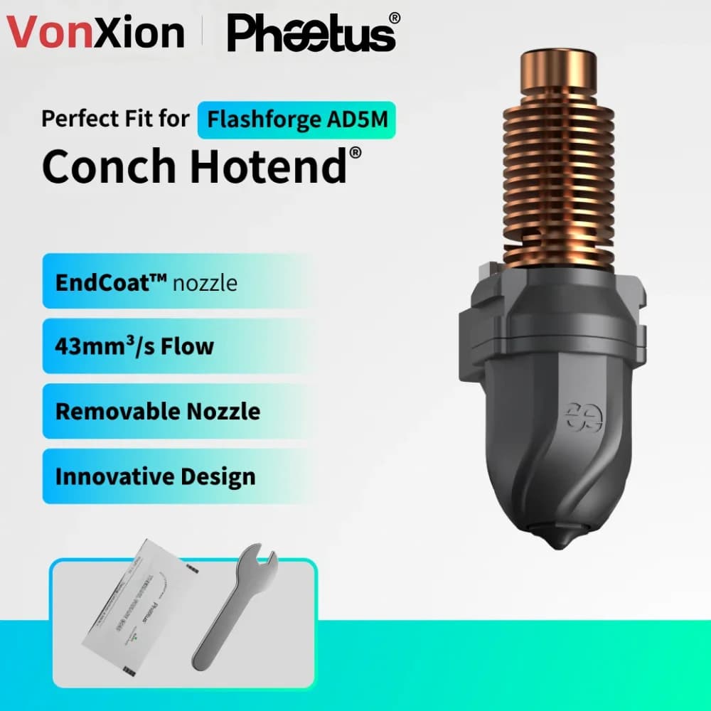 VonXion Conch Hotend AD5M M6 EndCoat nozzle for FLASHFORGE AD5M pro High wear resistance 3D printer nozzle fittings