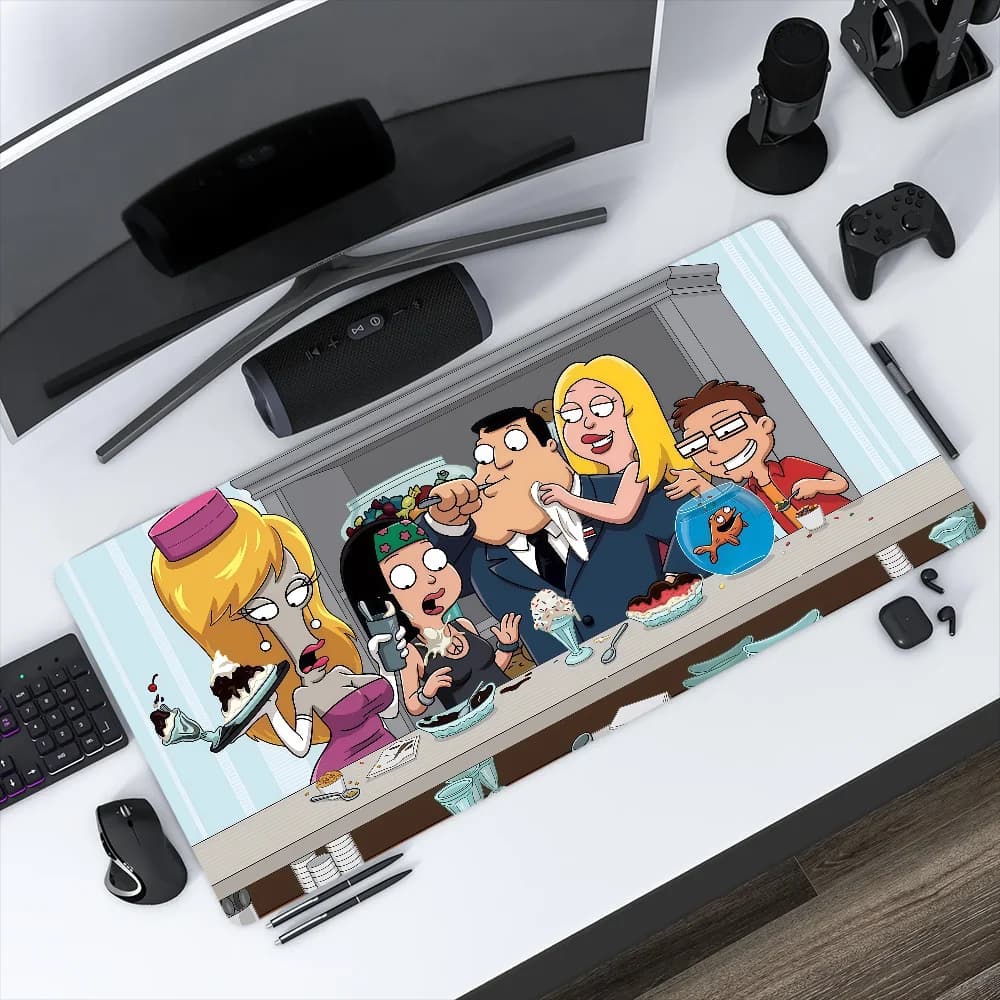 Tappetino per mouse antiscivolo con bordi rinforzati, per ufficio, scuola, gaming, con design a tema cartoni animati, spesso, divertente, stile americano, grande, per scrittura e come cuscino.