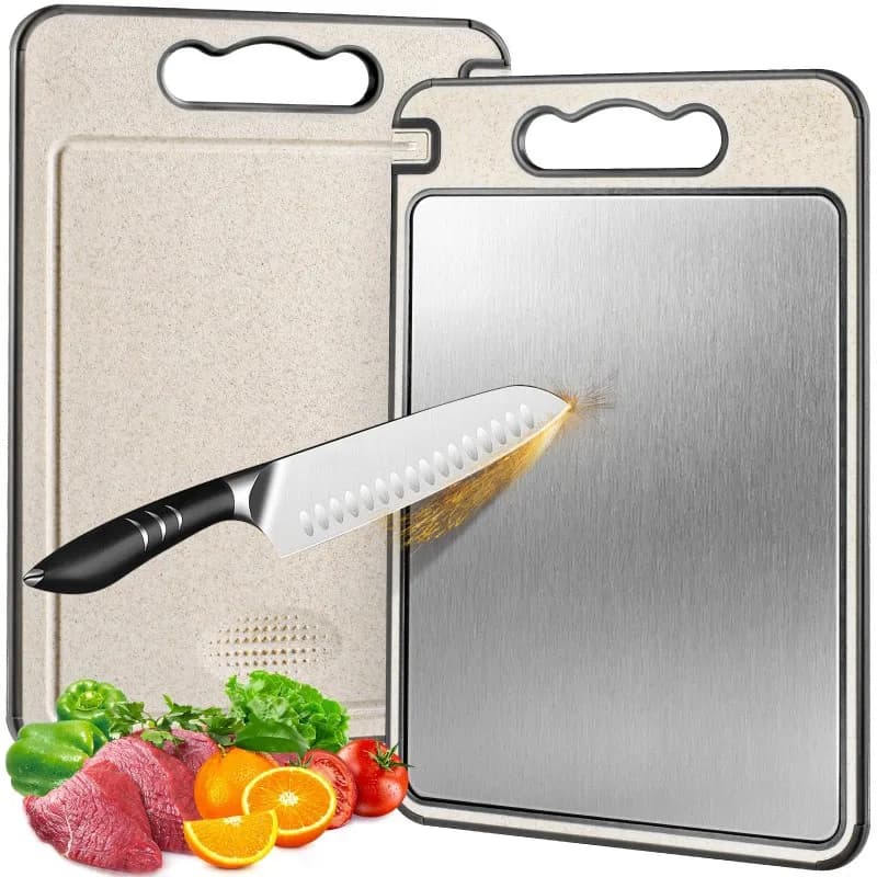 Titanium Cutting Board Double Sided for Kitchen, Stainless Steel Cutting Board, Stainless Steel Food Grade Cutting Board