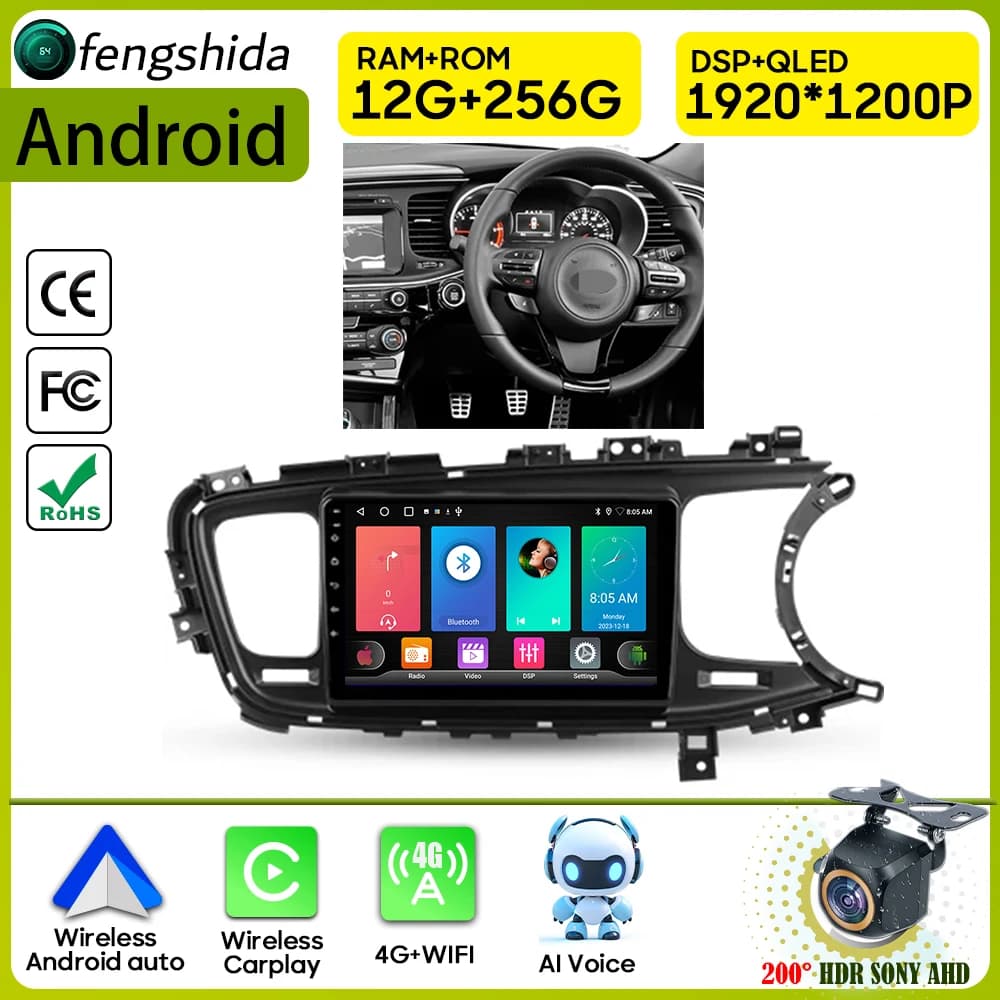 RHD Car Radio Carplay For Kia Optima 3 K5 TF 2010 - 2015 Navigation GPS Android Auto Stereo Multimedia Player Wifi Video No 2din
