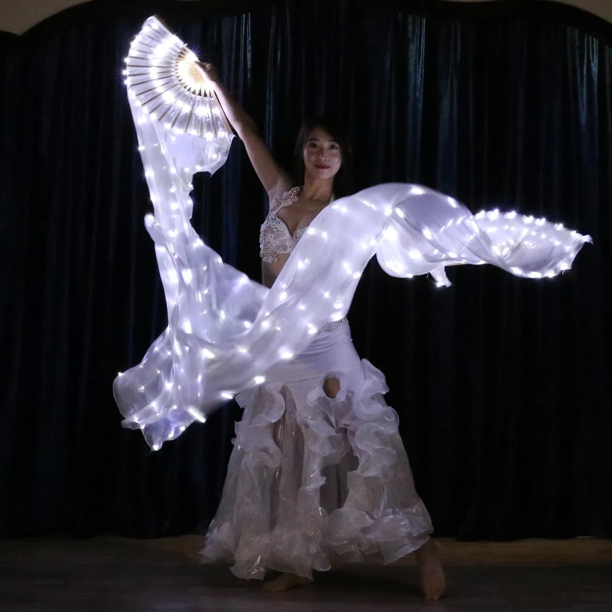 Ventaglio LED Luminoso per Danzatori, Ventaglio Pieghevole Luminoso per Festival Rave, Accessorio per Danza del Ventre, Costume per Feste