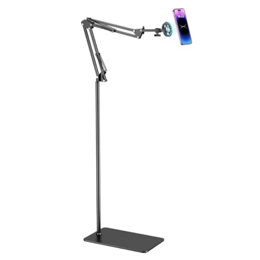 Floor Magnetic Phone Holder for Bed Laying Down, Adjustable Bedside Phone Stand for iPhone Magsafe, Headboard Cell Phone Mount