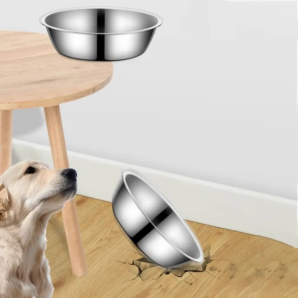 Multifunction Large Capacity Dog Bowl Non-rust Stainless Steel Cat Feeder Silver Pet Food Container Puppy