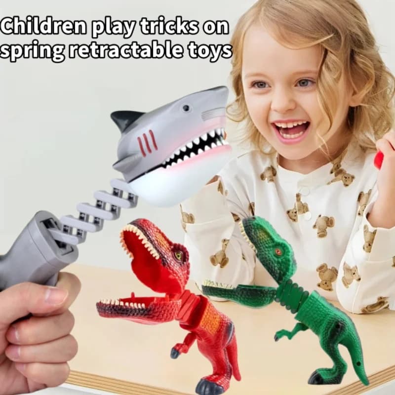 Giocattolo per bambini Scherzo antistress Molla Mano meccanica Dinosauro Giocattolo telescopico con clip grande che morterà quando tenere
