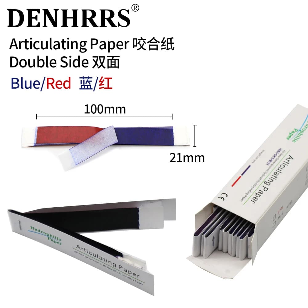 Laboratory products for dentists in articulated paper Strips for bite on two sides Tool for whitening material for oral teeth care