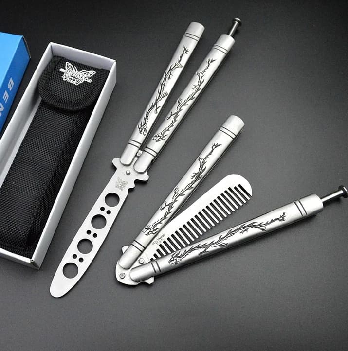 NUOVO pettine per capelli multifunzionale con motivo a farfalla con motivo a doppio drago inciso in rilievo con rivestimento in tessuto