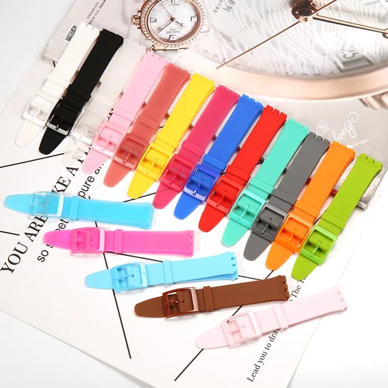 Silicone bracelet for Swatch SFS103 SFV107 SFN120 SFK397 SFK360 SFK361 watch strap 16mm women's bracelet accessories for waterproof watches