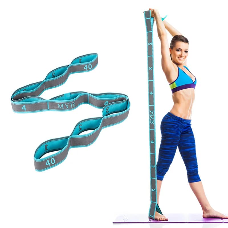 Elastic yoga strap with loops, elastic belt for ballet, leg, body, elastic band for yoga, dance, pilates, gymnastics
