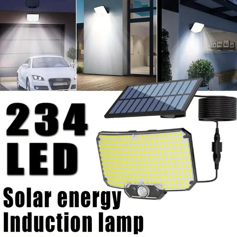 La lampada da parete solare a 234 LED con sensore di movimento è facile da installare e adatta per l'illuminazione esterna nei corridori del giardino e dei garage