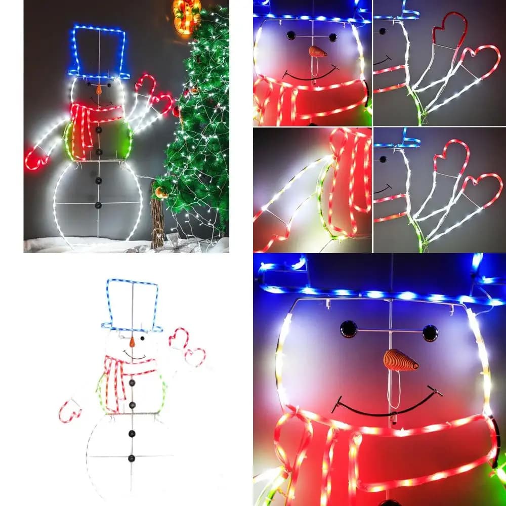 Pupazzo di Neve LED Animato, Alto 195cm, Insegna al Neon Colorata per Natale, Adatto per Uso Interno ed Esterno