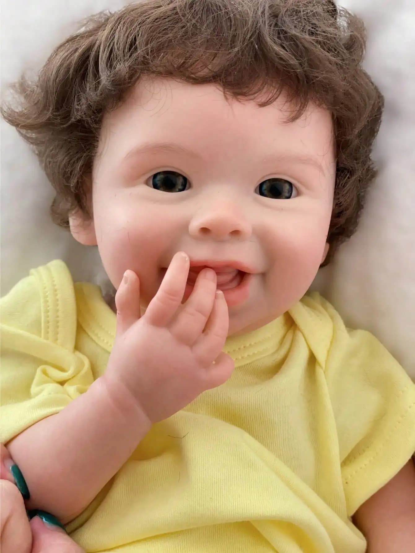 Saskia Harper per ragazza rinata in silicone occhi aperti da 18 pollici. Corpo in silicone completamente morbido, vene dipinte in 3D con capelli radicati