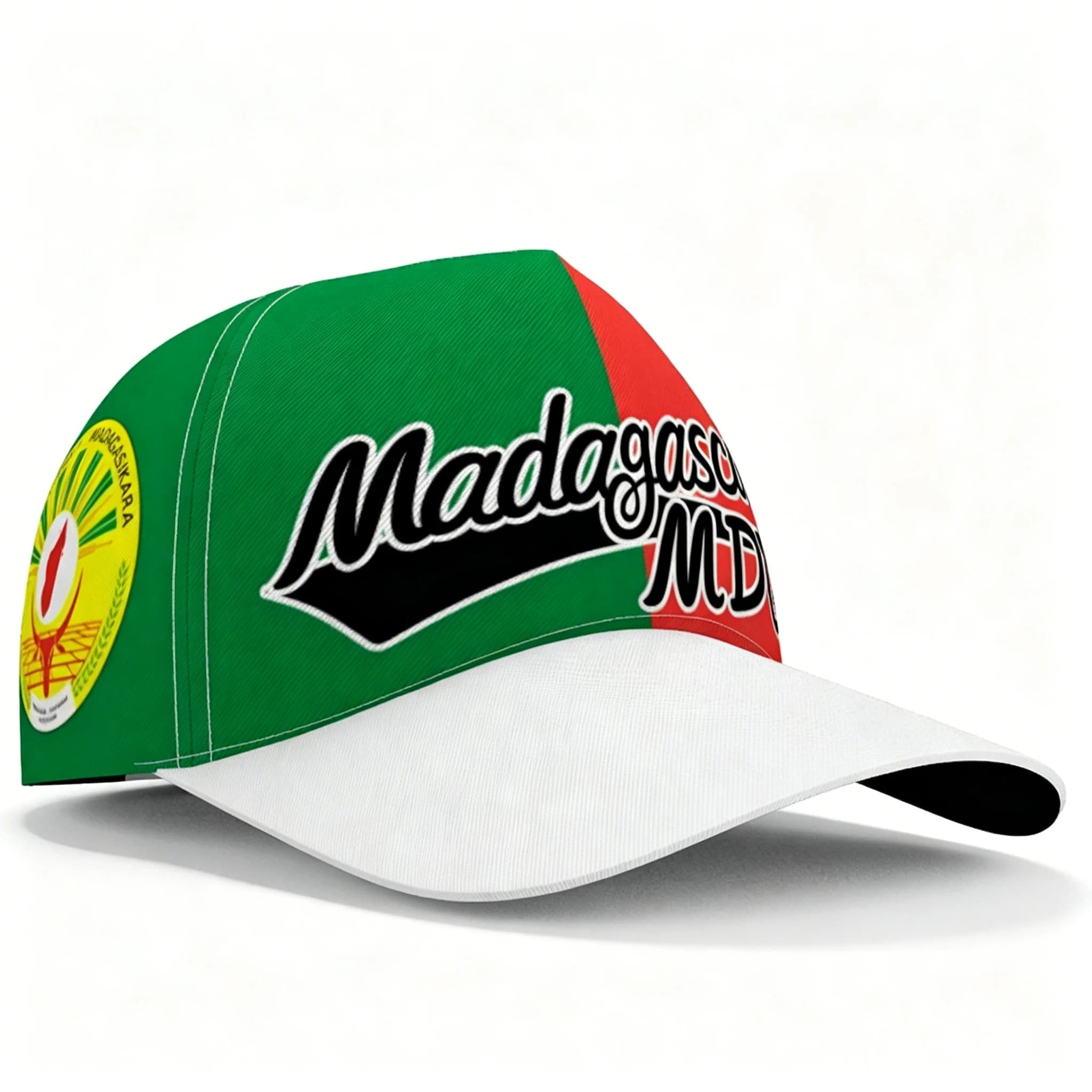 Madagascar Flag Color Block Baseball Cap Men Women Green Red White 3D Print Adjustable Outdoor Sun Snapback Hat