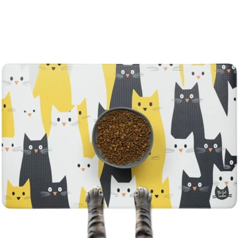 Feeding Mat - Waterproof Dishwasher Safe Small Pet Eating Placemat - Cat Dog Food Mats for Food Water Bowl - Protect Floors fro