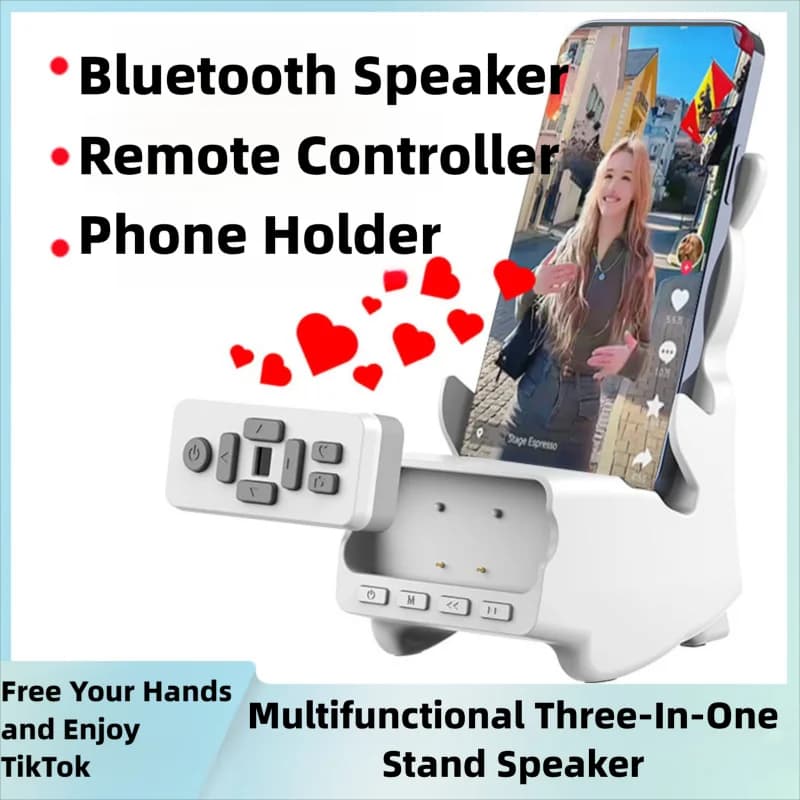 2026 New Hot 3-in-1 Bluetooth Speaker Phone Stand TikTok Remote Control Photo Taking E-book Turner HiFi Stereo for Android IOS