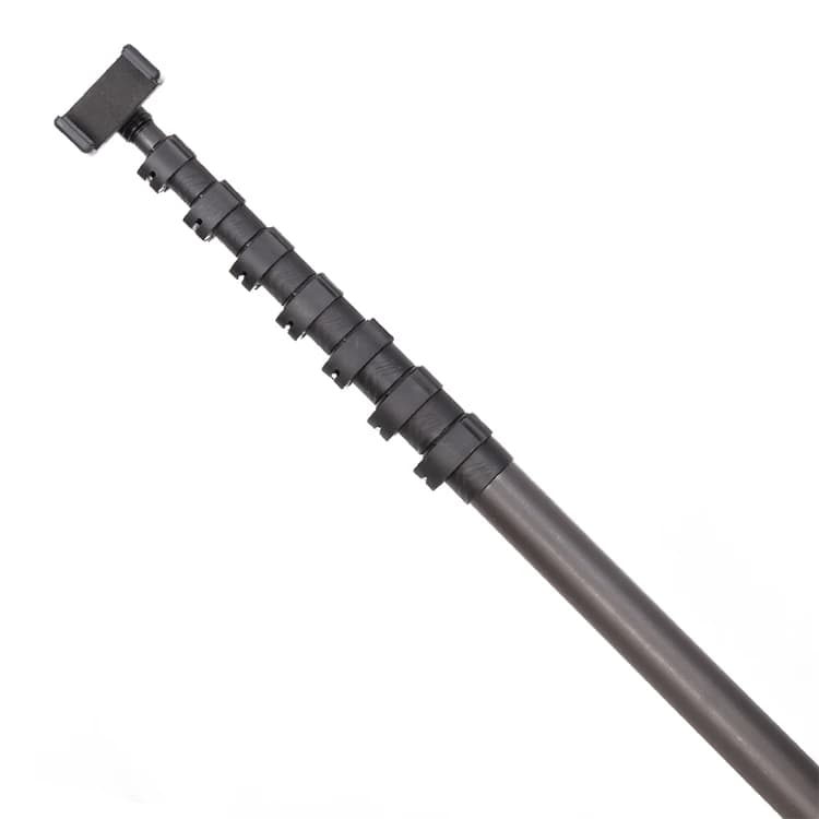 Telescopic Trekking Stick in Carbon Fiber 12m, Adjustable and Rotating, with Straight Square Attachment