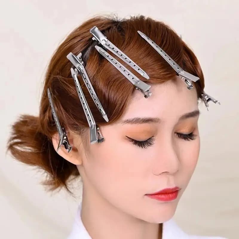 10 pezzi fermagli per capelli lunghi trucco per capelli frangia strumenti di fissaggio dei capelli fermaglio per capelli tipo clip a becco d'anatra in acciaio inossidabile per trucco da barbiere