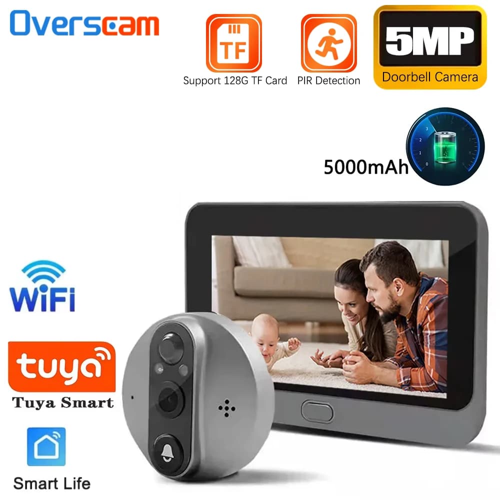 Mini telecamera bidirezionale per conversazione audio campanello Tuya Wifi Smart Video spioncino PIR rilevamento movimento APP visualizzazione remota