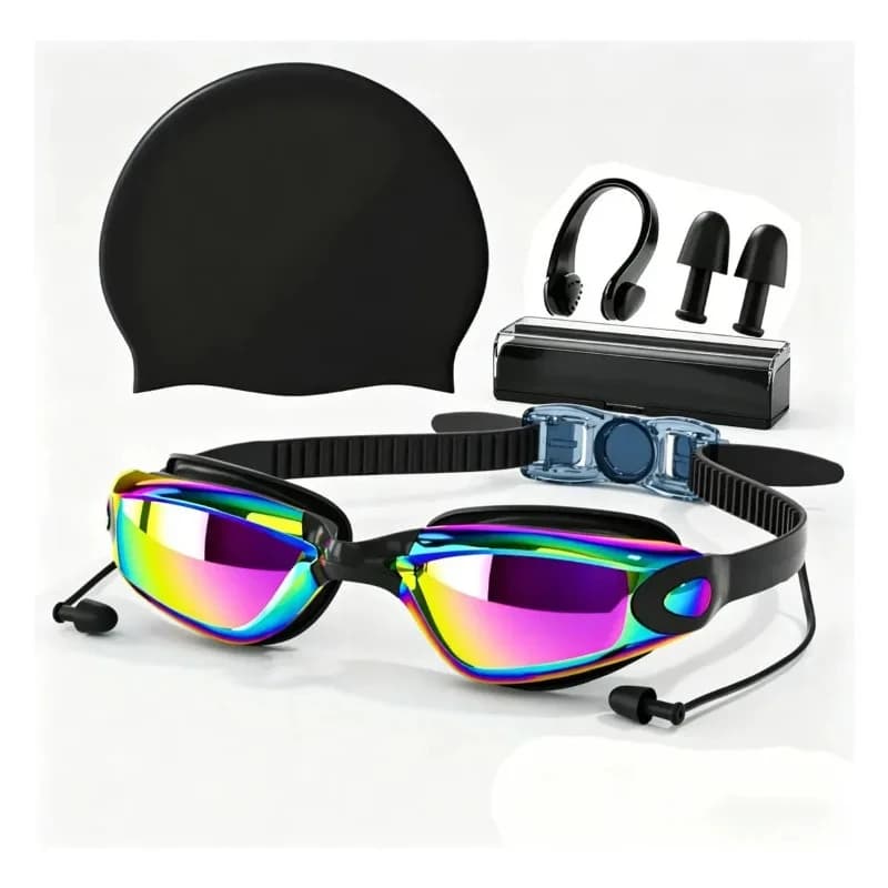 4-in-1 Swimming Goggles Set Mirrored Hd Vision & Anti-fog