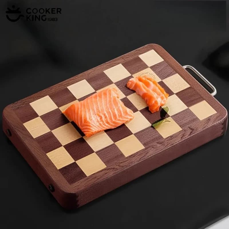 COOKER KING Chessboard Cutting board for mould-proof wood Cutting board for meat, fruit and vegetables, thick cut resistant