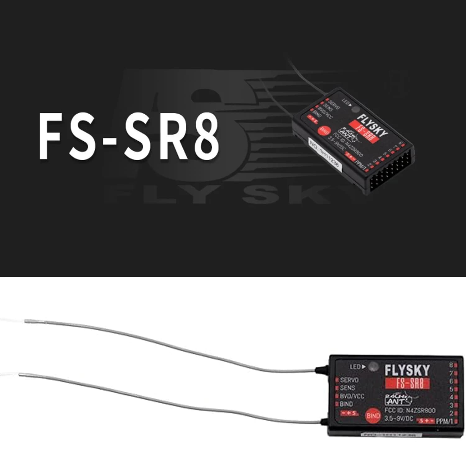 Ricevitore Mini FLYSKY FS-SR8 2.4GHz ANT per Auto RC, Aereo a 8 Canali, Elicottero, Drone FPV, Trasmettitore Radio FS-ST8