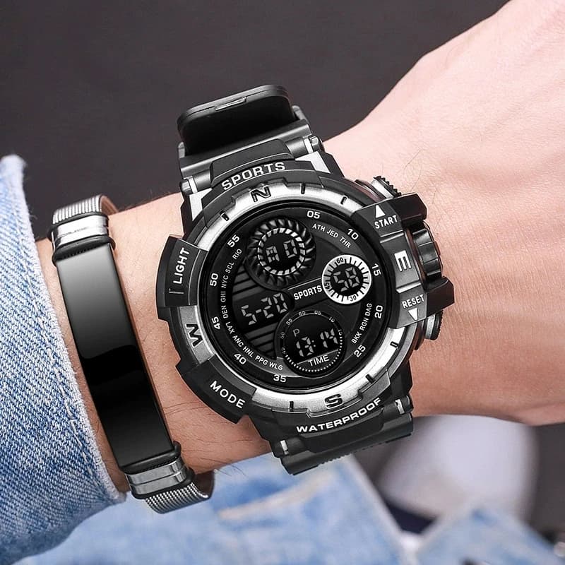 Orologio digitale nero per uomo Orologi sportivi Cronografo da esterno impermeabile Orologio da polso per studenti G Infantry Shock
