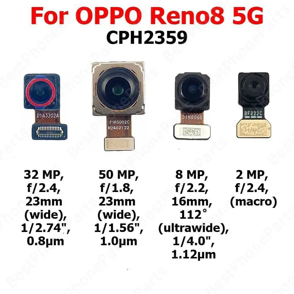 Rear Front Camera For OPPO Reno8 Reno 8 5G Backside Facing Frontal Selfie Back Camera Module Mobile Phone Replacement Parts