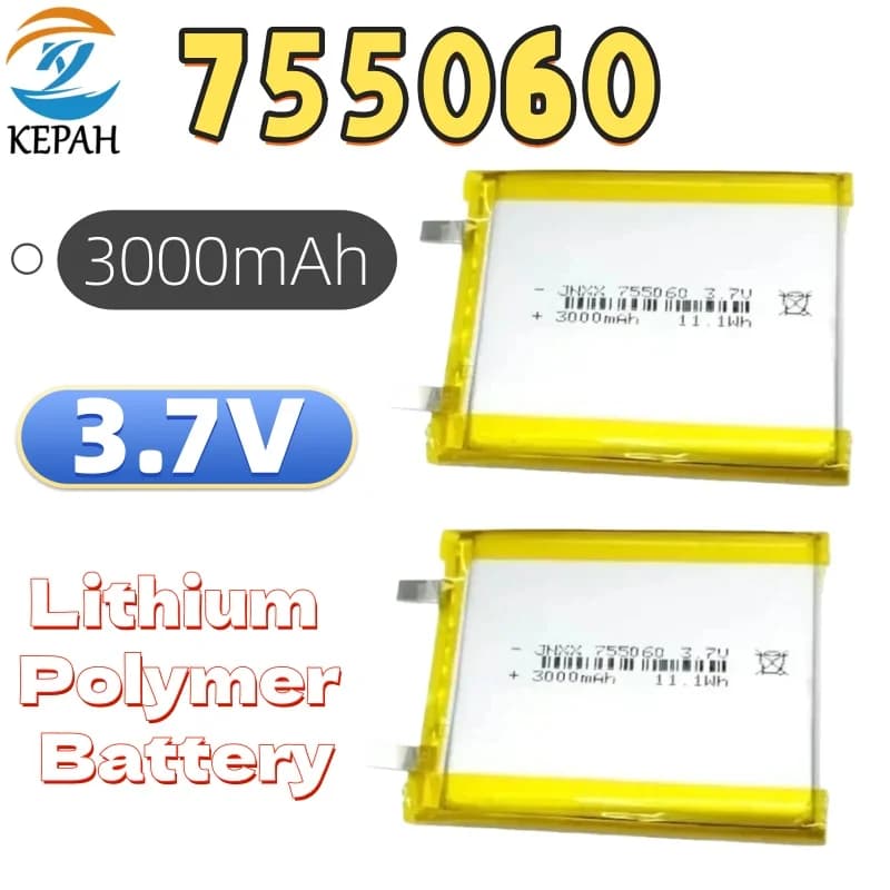 755060 Batteria ricaricabile ai polimeri di litio 3.7V 3000mAh Batteria per alimentatore mobile Piccolo altoparlante Luce solare Walkie Talkie