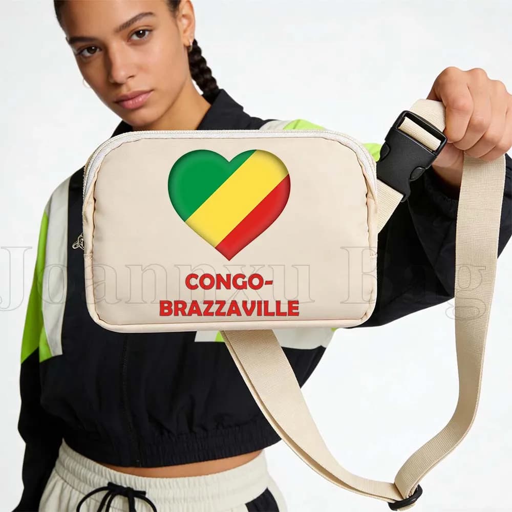 Sporty Waist Bandiera Congo-Brazzaville, Waterproof, for Running, Cycling, Wallet, Cellular Door, Gym, Jogging