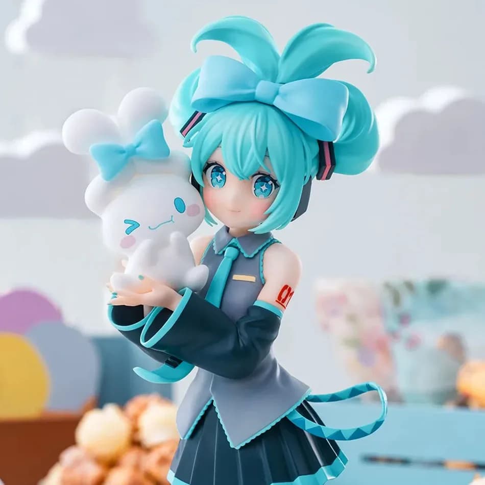 Hot 21 CENTIMETRI Anime Hatsune Miku X Cinnamoroll Figure Anime Peripheral Patterns Collection Decorative Decorations for Children Kawaii Gift