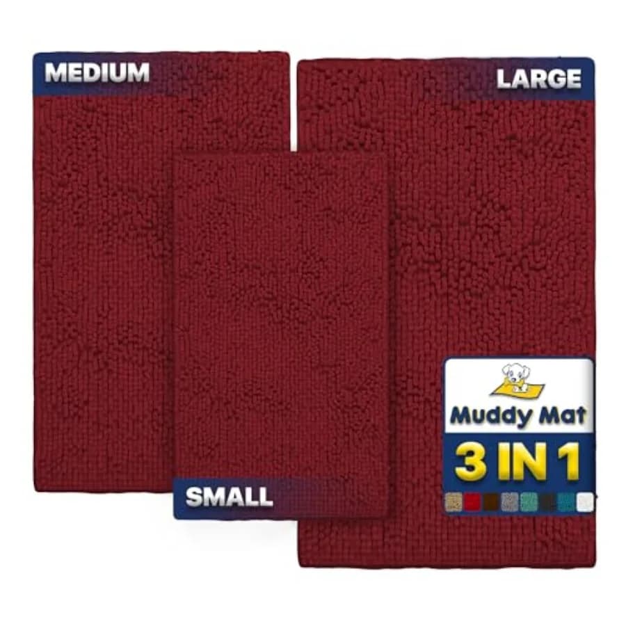 ® Set di 3 Tappetini per Cani in Microfibra Altamente Assorbenti e Tappeti per Animali Domestici Antiscivolo, Spessi, Lavabili, in Morbido Ciniglia per Cucina e Bagno