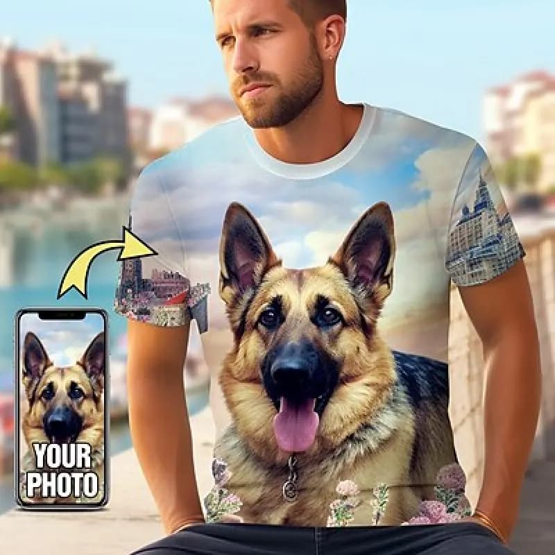 Men's Custom Pet T-shirt Design Your Photo Custom T-shirt with 3d print all over T-shirt Personalized Men