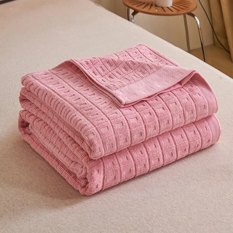 Coperta in Cotone 100% per Adulti, Morbida e Calda, per Ufficio e Riposini con Aria Condizionata, Tinta Unita, Universale per Tutte le Stagioni