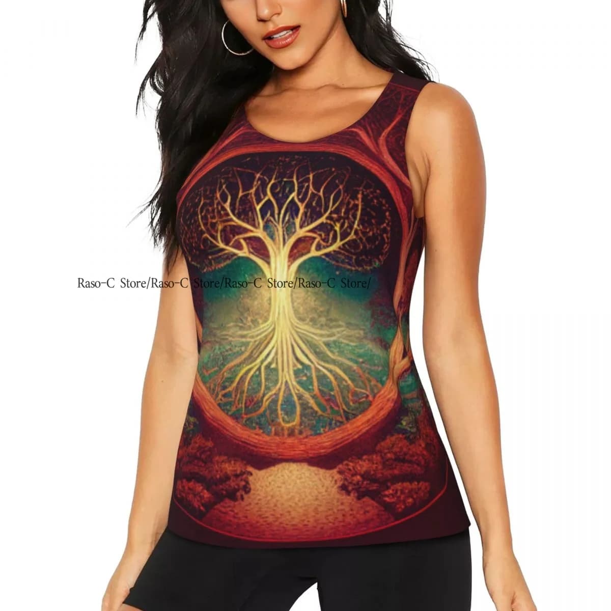 Canotta da yoga sexy fitness da donna Albero della vita Stampa Yggdrasil Canotta sportiva da palestra Donna